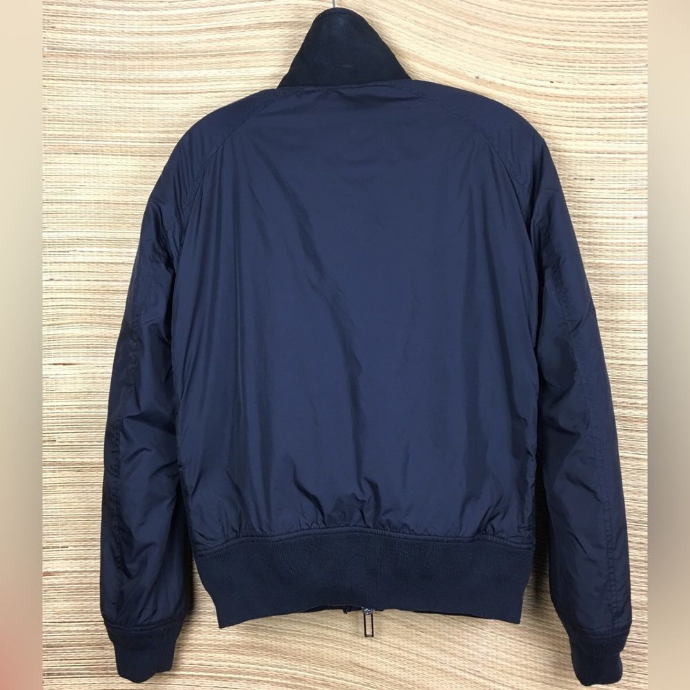 EMPORIO ARMANI Lamb Shearling Front Unisex Lightweight Bomber Jacket Navy Sz S - Picture 6 of 14